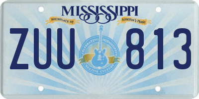MS license plate ZUU813