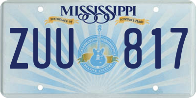 MS license plate ZUU817