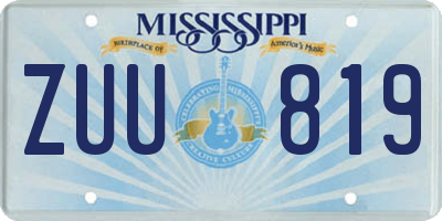 MS license plate ZUU819