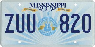 MS license plate ZUU820