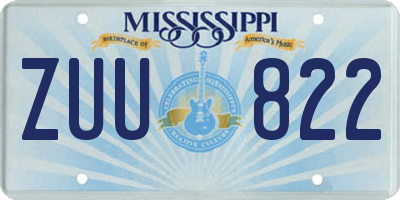 MS license plate ZUU822