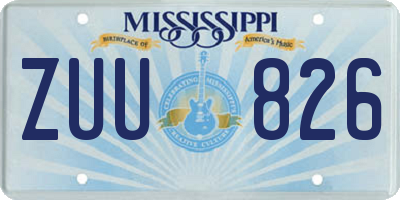 MS license plate ZUU826