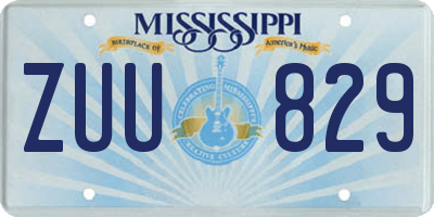 MS license plate ZUU829
