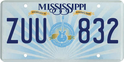MS license plate ZUU832