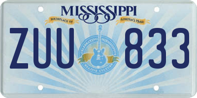 MS license plate ZUU833