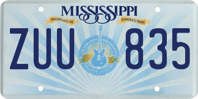 MS license plate ZUU835