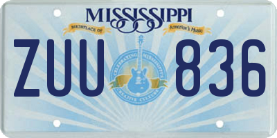 MS license plate ZUU836