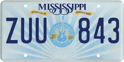 MS license plate ZUU843