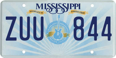 MS license plate ZUU844
