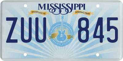MS license plate ZUU845
