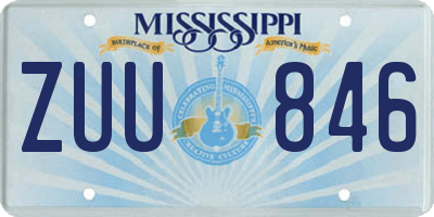 MS license plate ZUU846