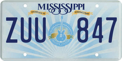 MS license plate ZUU847