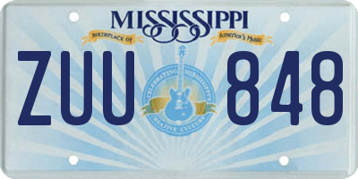 MS license plate ZUU848