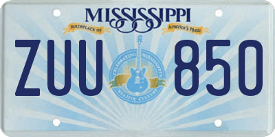 MS license plate ZUU850