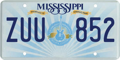 MS license plate ZUU852