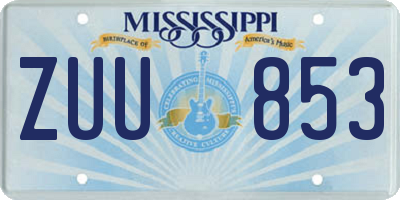 MS license plate ZUU853