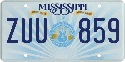 MS license plate ZUU859