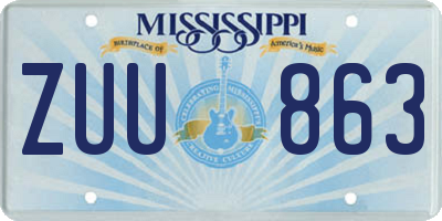 MS license plate ZUU863