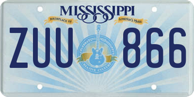 MS license plate ZUU866