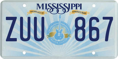 MS license plate ZUU867