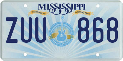 MS license plate ZUU868