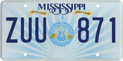 MS license plate ZUU871