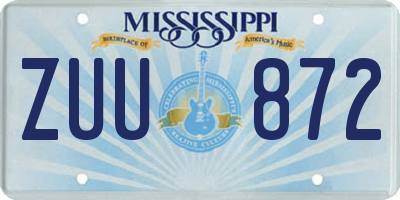 MS license plate ZUU872