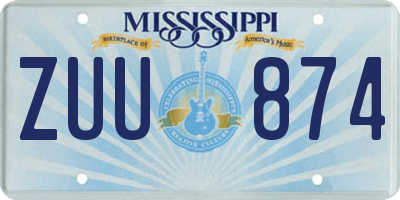 MS license plate ZUU874
