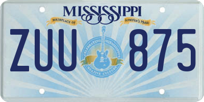 MS license plate ZUU875