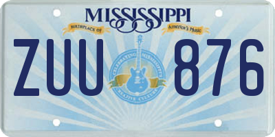 MS license plate ZUU876