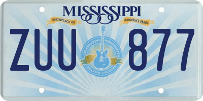 MS license plate ZUU877