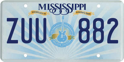 MS license plate ZUU882
