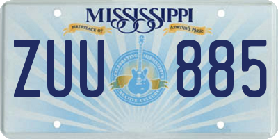 MS license plate ZUU885