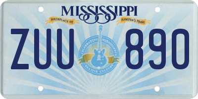MS license plate ZUU890