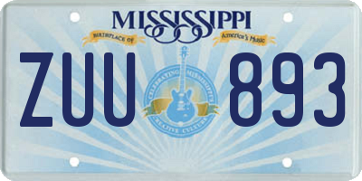 MS license plate ZUU893