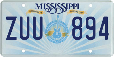 MS license plate ZUU894