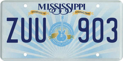 MS license plate ZUU903