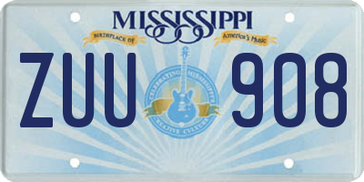 MS license plate ZUU908