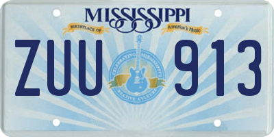MS license plate ZUU913