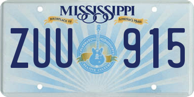 MS license plate ZUU915