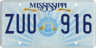 MS license plate ZUU916