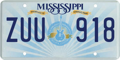 MS license plate ZUU918