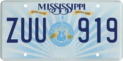 MS license plate ZUU919