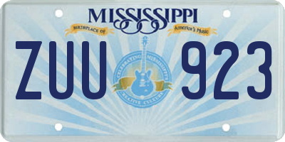 MS license plate ZUU923