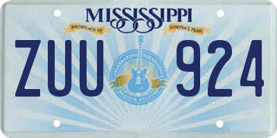 MS license plate ZUU924