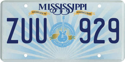 MS license plate ZUU929