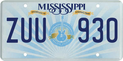 MS license plate ZUU930