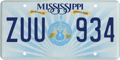 MS license plate ZUU934