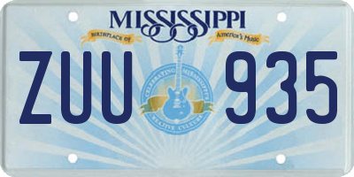 MS license plate ZUU935