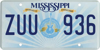 MS license plate ZUU936